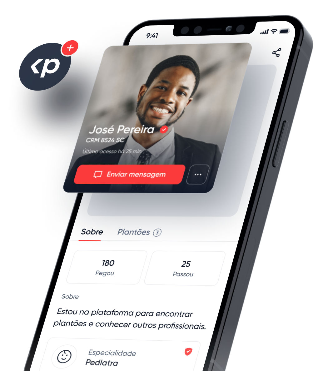 Detalhe da secão, snmartphone com App Click Plantão aberto